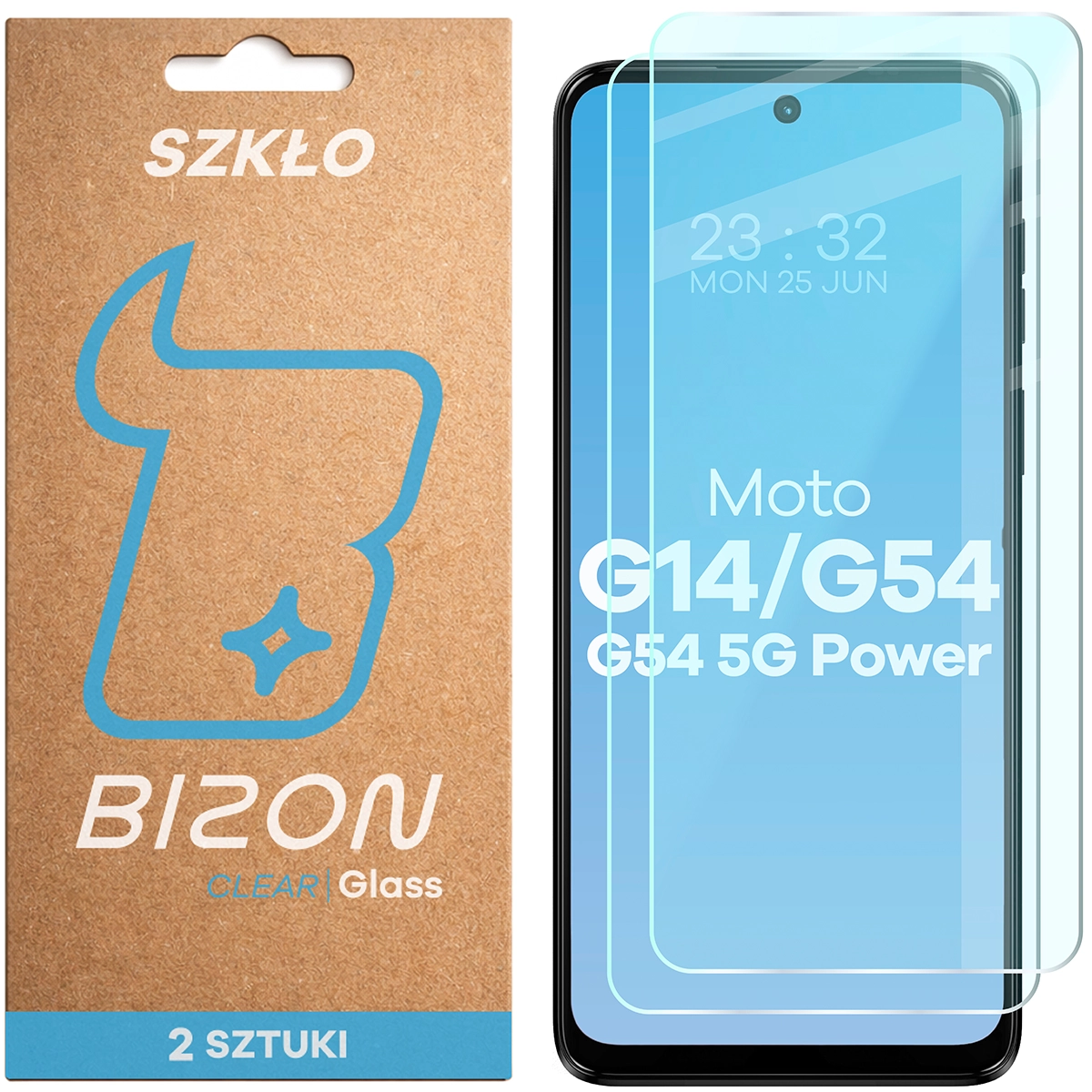 Szkło hartowane Bizon Glass Clear Duo do Motorola Moto G14 4G / Motorola Moto G54 5G / Motorola Moto G54 Power 5G / Motorola Moto G55 5G, 2 sztuki